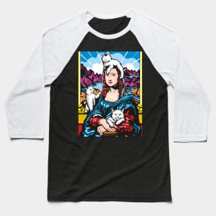 Mona Lisa With Cats Baseball T-Shirt